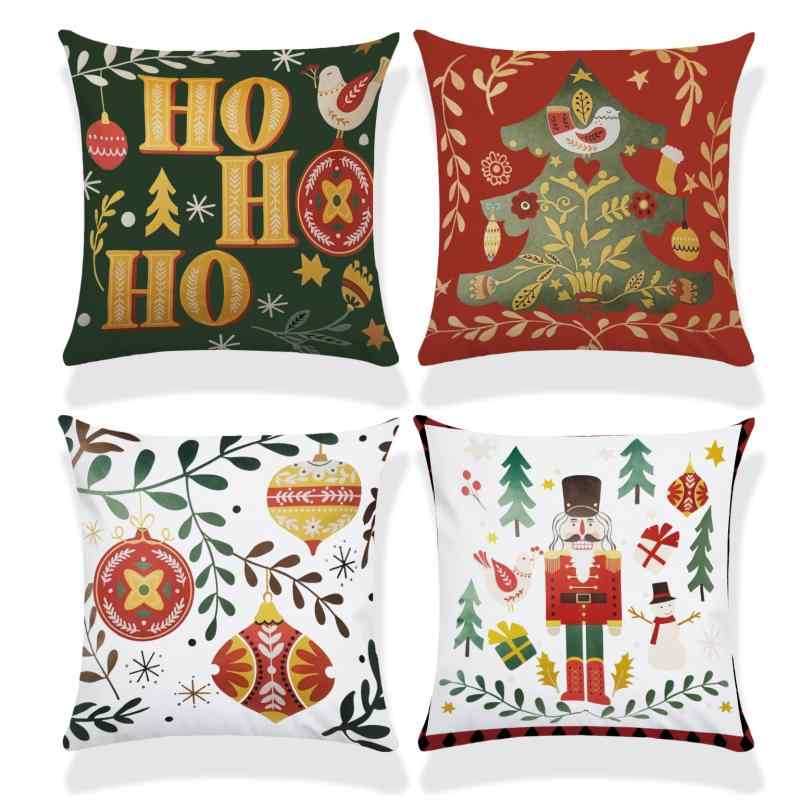 クッションカバー クリスマス くるみ割り人形 サンタクロース バッファローチェック 格子柄 ふわふわ 超柔らか 肌触り抜群 45x45cm ソファ飾り リビング用 グレー パーティー イベント用 抱き枕カバー