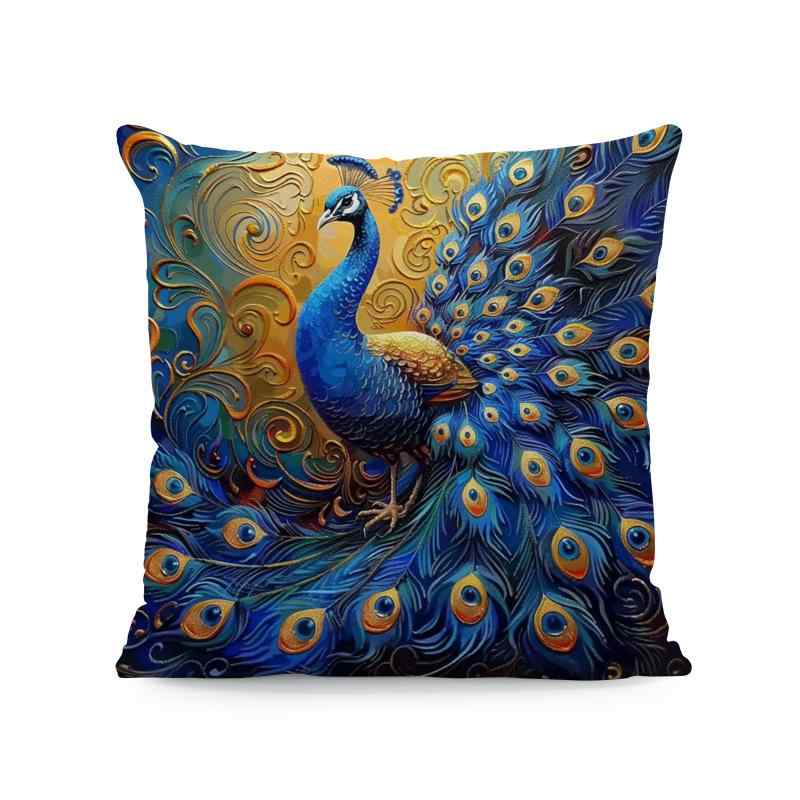 クッションカバー 超やわらか 肌触りの良い 立体 クジャク柄 スクエア型 おしゃれな モダン シンプル ..