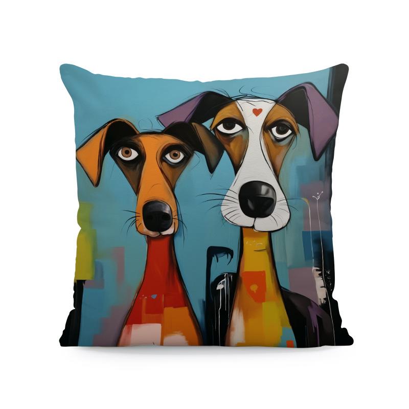 枕カバー ピローケース 超柔らか なめらか モダン シンプル おしゃれ カラー墨絵アート グレイハウンド 猫抱き 象 孔雀 動物柄 リビング 寝室 ソファ用 インテリア雑貨