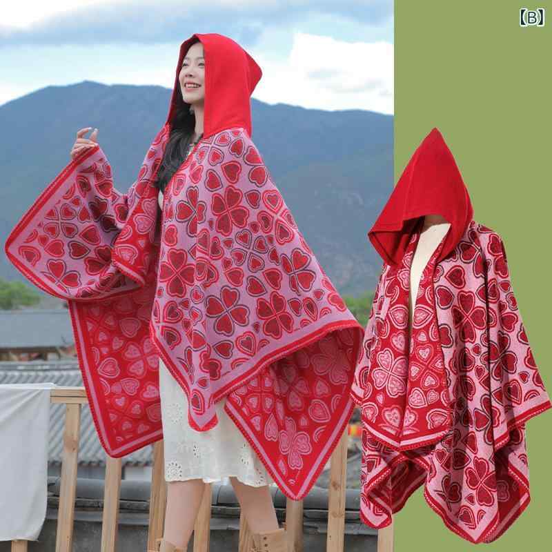 ポンチョ レディース フード付き ショール ストール スヌード あったか カシミヤタッチ フリンジ ストライプ柄 旅行 トラベル リゾート アウトドア 写真撮影 秋冬