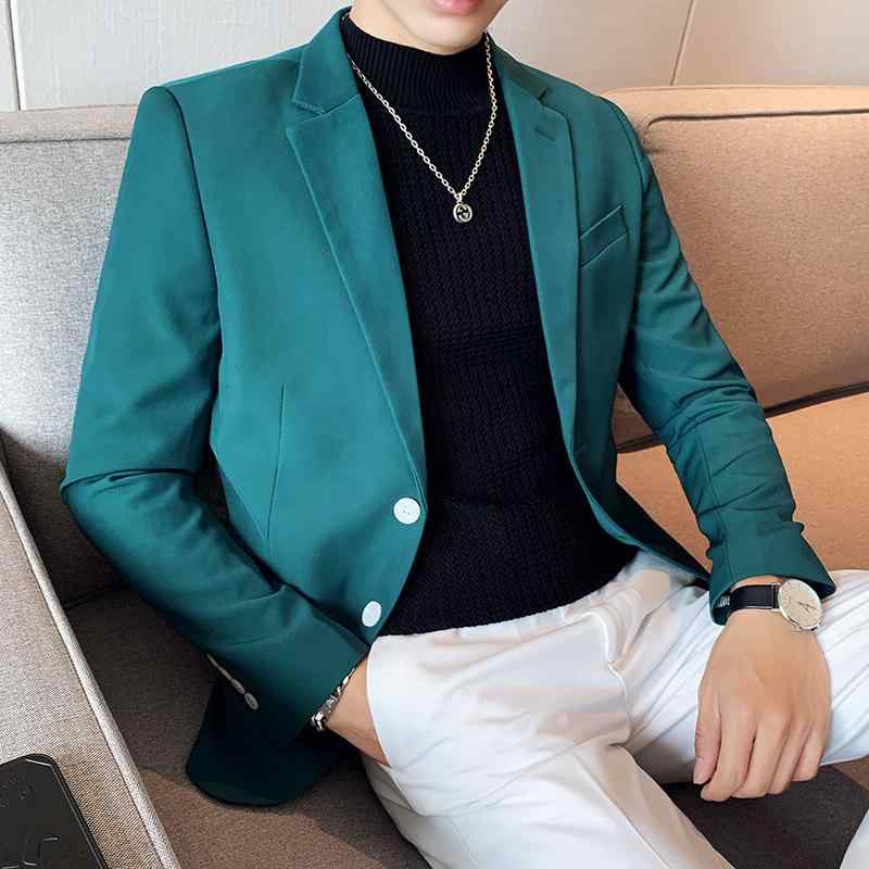 ジャケット メンズ 春夏 韓国風 スリムフィット テーラード シングル 2つボタン ポリエステル混紡 色落ちしにくい カジュアル カラフル 着回し抜群