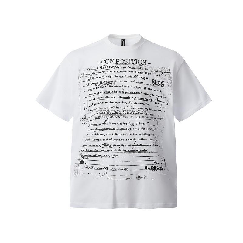 Tシャツ メンズ 半袖 春夏 全面ロゴ アルファベットプリント ゆったり ルーズフィット ストリート アメカジ ヒップホップ クルーネック..