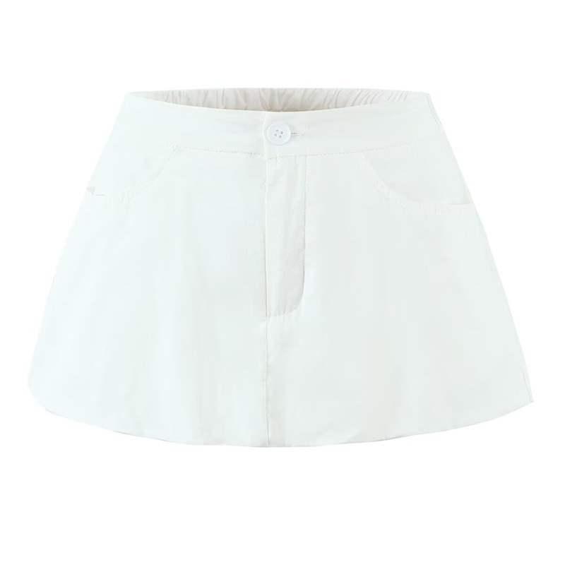 スカート レディース 着痩せ効果 着回し抜群 セクシーギャル バルーンスカート 欧米風 春夏 ミニ丈 無地 ポリエステル ホワイト グレー ブラック