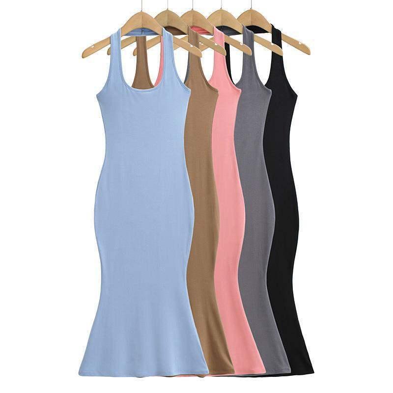 ワンピース レディース ホルターネック スレンダー マーメイドデザイン ヒップ強調 美シルエット 欧米風 セクシー バックオープン 春夏 とろみ素材 おしゃれ 通勤 オフィス エレガント