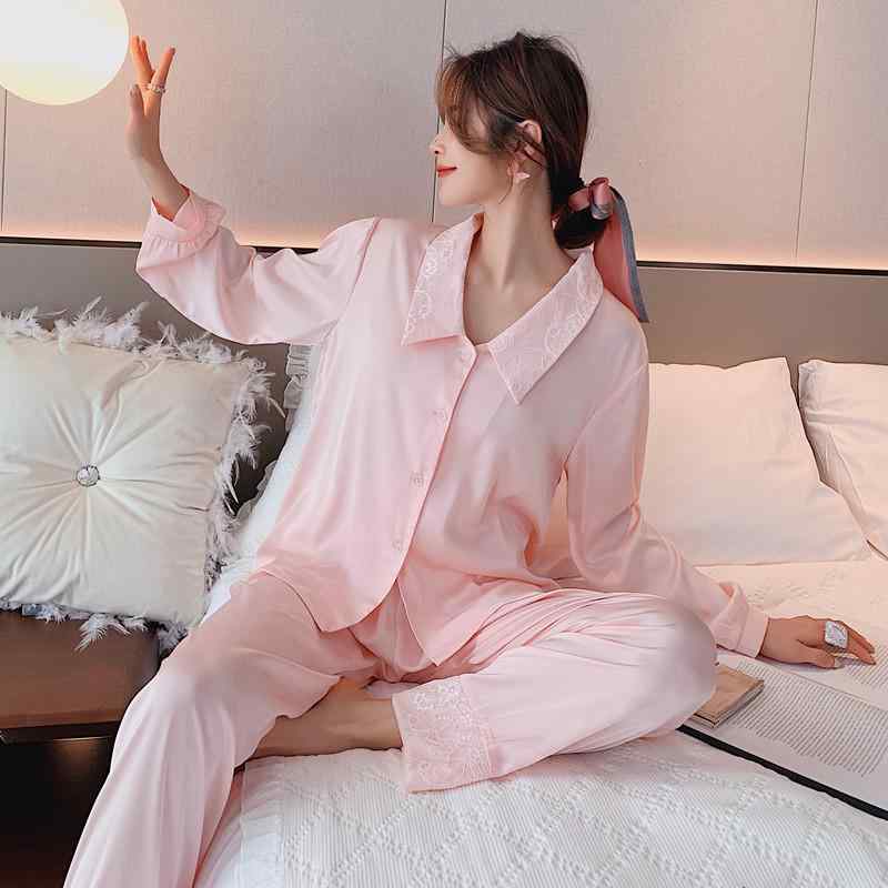 Rakuten - パジャマ レディース 接触冷感 外出着 部屋着 ルームウェア 春夏 インフルエンサー トレンド かわいい サテン風 2点セット セットアップ
