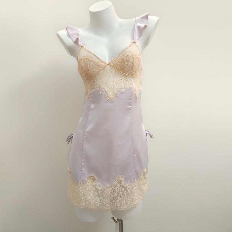 ルームワンピース レディース 接触冷感 薄手 Vネック レース キャミソール フレンチスタイル セクシー ナイトウェア ネグリジェ 部屋着 スリップ ルームウェア 通気性 快適 大人かわいい