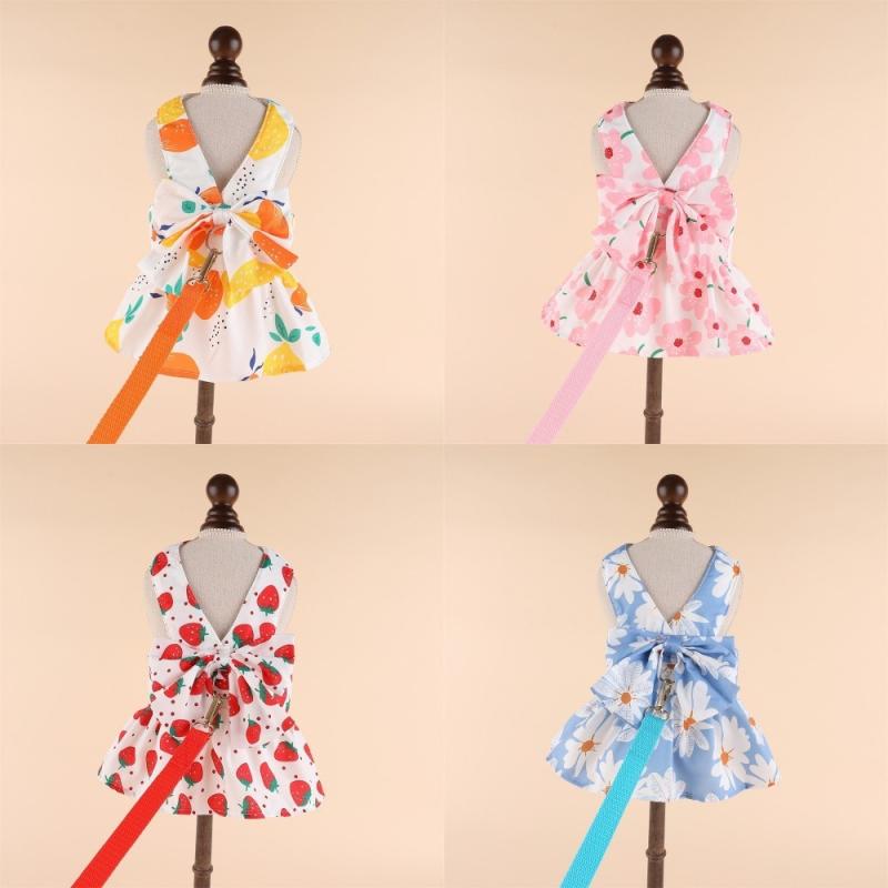 ・カテゴリ: 裙子・スタイル: プリンセス・対象: 男女通用・カラー展開: ピンクのトランペットフラワー柄ハーネスドレス、オレンジのレモン柄ハーネスドレス、ライトブルーのデイジー柄ハーネスドレス、レッドのイチゴ柄ハーネスドレス・サイズ展開: XS、S、M、L、XL、XXL・分類: ペット服