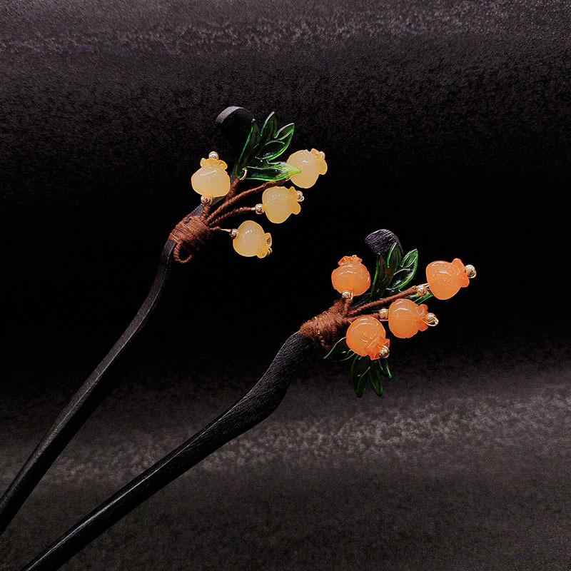 簪 レディース 古風 上品 相思 福袋 木製 漢服 新中式 レトロ 花モチーフ おしゃれ 髪留め ヘアアクセサリー 日常使い 和装小物 浴衣 着物 髪飾り オレンジ イエロー