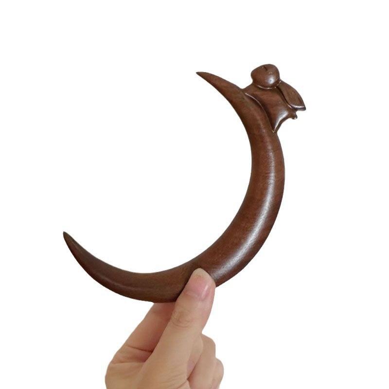 簪 木製 檀木製 高級感 東洋風 和風 三日月 うさぎ モチーフ 曲線型 髪飾り まとめ髪 アップヘア 普段使い デイリー 着物 浴衣 和装 成人式 卒業式 結婚式 プレゼント エレガント 上品 クール