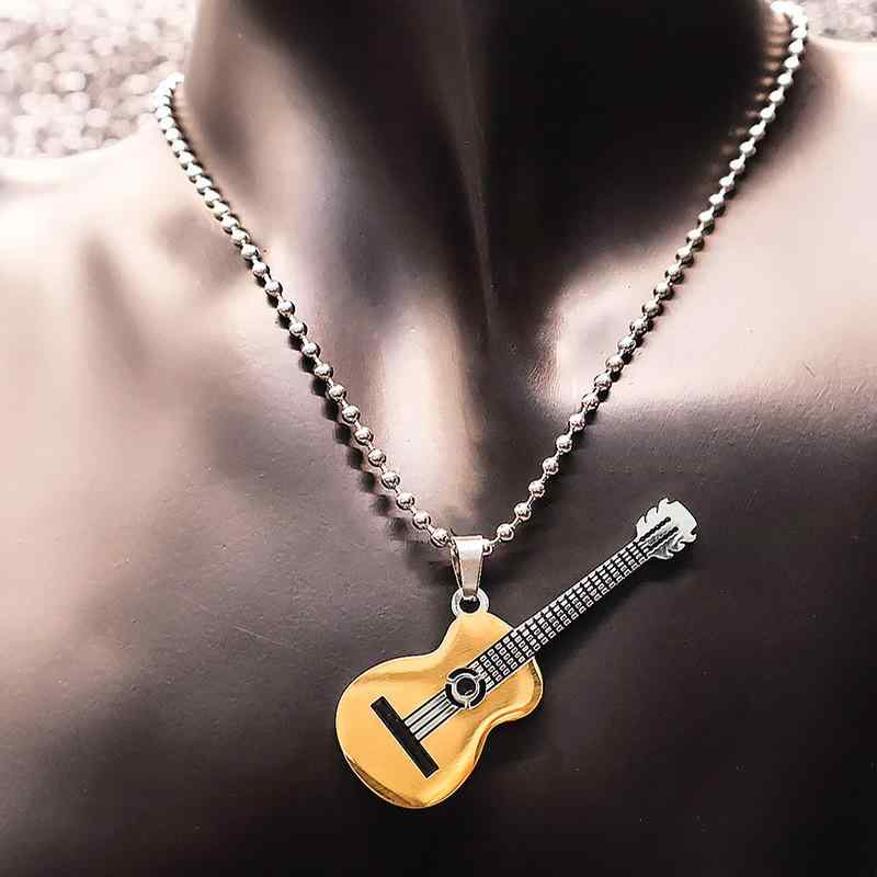 ネックレス メンズ ステンレス製 電気メッキ加工 トレンド キューバン ギター ペンダント 軽やかな高級感 個性的 万能 インスタ風 ロングチェーン