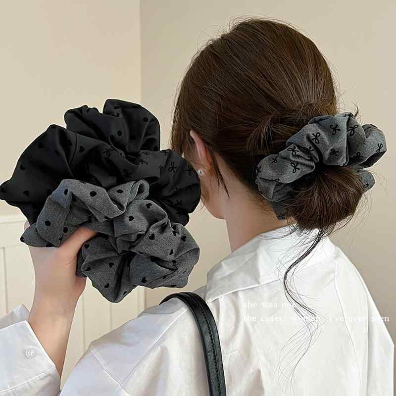 シュシュ レディース 女性用 上品 リボン 水玉 ドット お団子ヘア 高弾力 伸縮性 耐久性 布製 ハンドメイド ヘアゴム 髪飾り 韓国風 エレガント おしゃれ