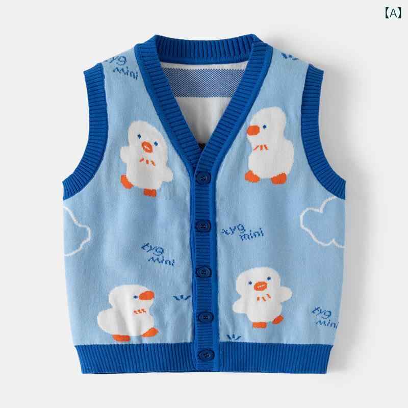 ニットベスト キッズ 男の子 子供服 二重仕立て 細番手コットン やわらか肌触り ア...