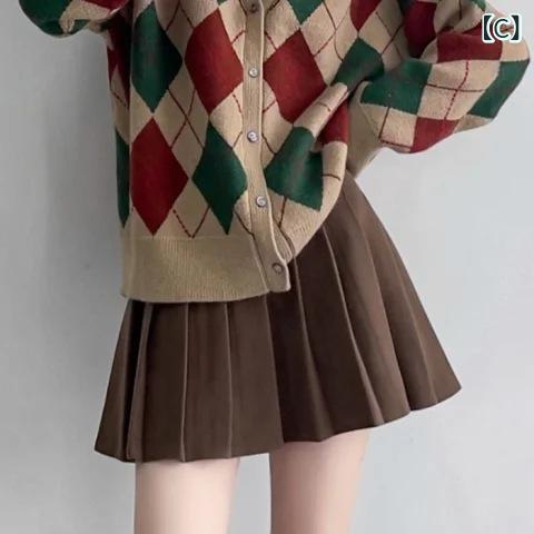 スカート 孕婦 レディース 秋冬 托腹付き プリーツ ミニスカート プリーツスカート...