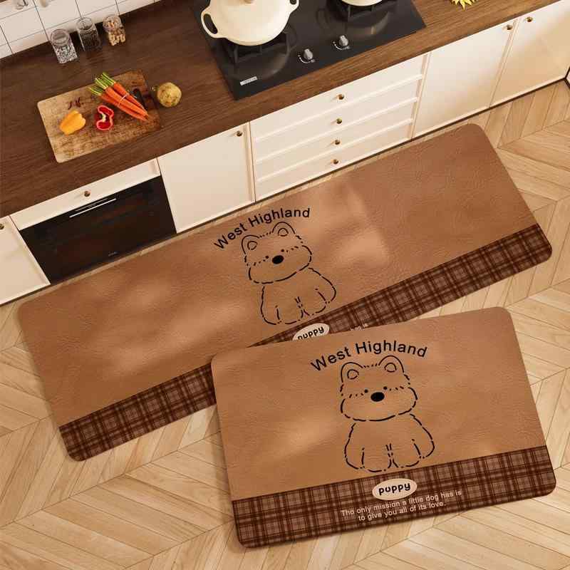 キッチンマット 吸水 速乾 吸油 珪藻土 抗菌 防臭 耐摩耗 丈夫 お手入れ簡単 丸洗い ウォッシャブル 滑り止め加工 かわいい アニマル柄 キャラクター プリント 長方形