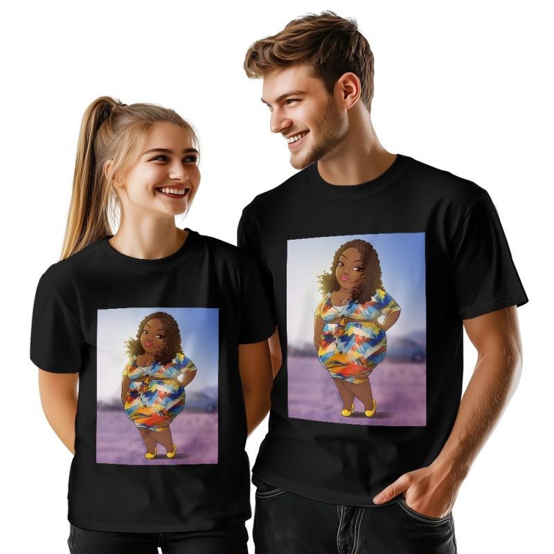 Rakuten - Tシャツ メンズ 純綿 コットン 半袖 クルーネック 転写プリント ゆったり ビッグシルエット ベーシック カジュアル 人物グラフィック カップル ペア 薄手 夏物 普段着 ルームウェア