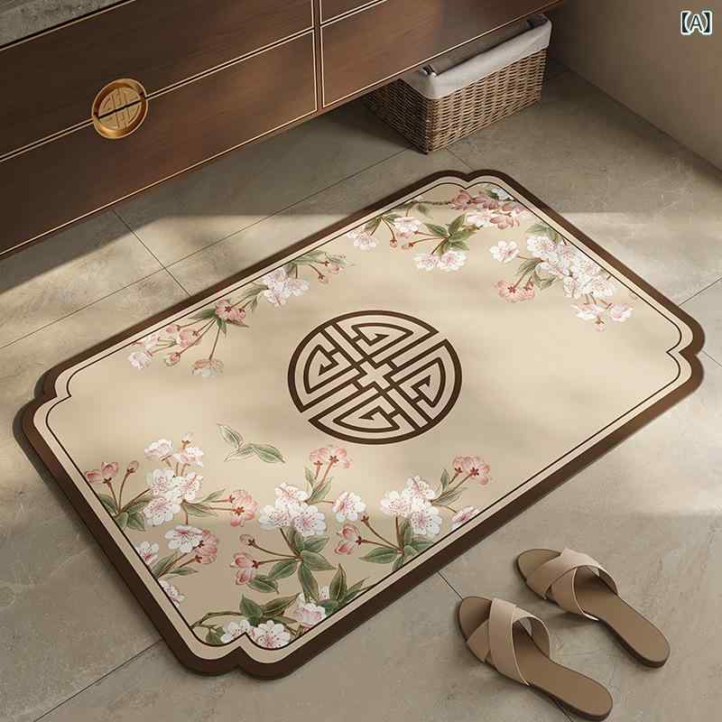 珪藻土マット 吸水 速乾 滑り止め 新中華風 バスマット 玄関マット お風呂 脱衣所 洗面所 エントランス..