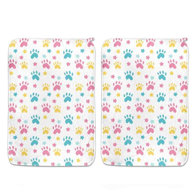 ふきん キッチン 台所 吸水 速乾 かわいい 子犬 肉球柄 プリント 2枚組 ポリエステル タオル地 経編み 食器拭き 台拭き ハンドタオル 手拭き おしゃれ