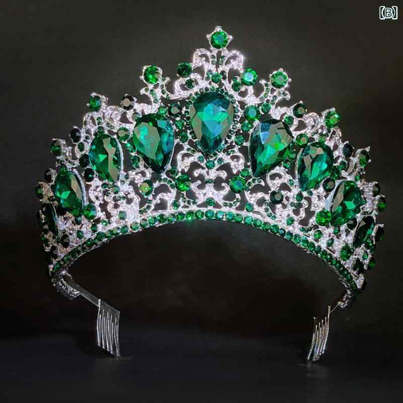 セキュアデポのヘアアクセサリー レディース 結婚式 ウェディング ブライダル 花嫁 誕生日パーティー ヨーロッパ風 バロック調 豪華絢爛 ゴールド 銀色 多色クリスタル 電気メッキ加工 大型クラウン 王冠 ティアラ｜アングル3