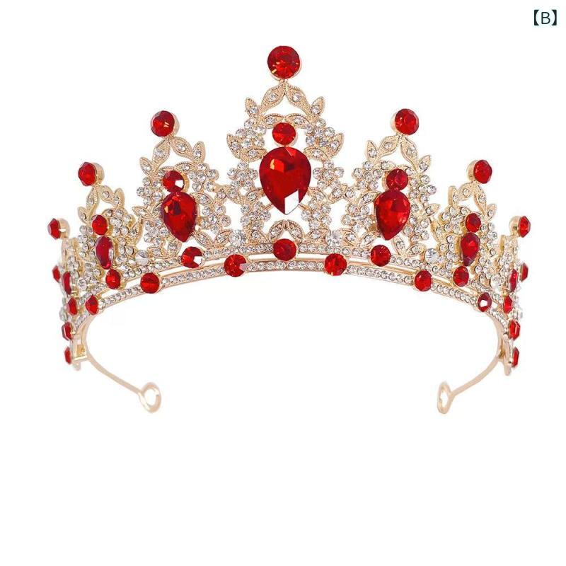 セキュアデポのヘアアクセサリー レディース ティアラ カチューシャ クラウン 花嫁 ウェディング 結婚式 ブライダル クリスタル 水晶 バロック 宮廷 プリンセス ヨーロピアン 多色 マルチカラー 電気メッキ加工｜アングル3