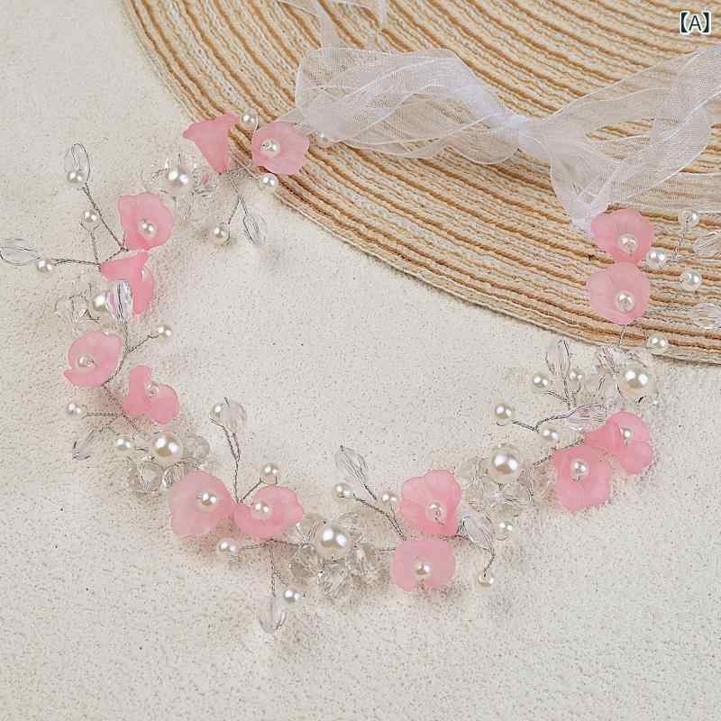 セキュアデポの頭飾り レディース 女の子 パール クラウン 花嫁 結婚式 ウェディングアクセサリー 発表会 演奏会 レトロ フラワー｜アングル2