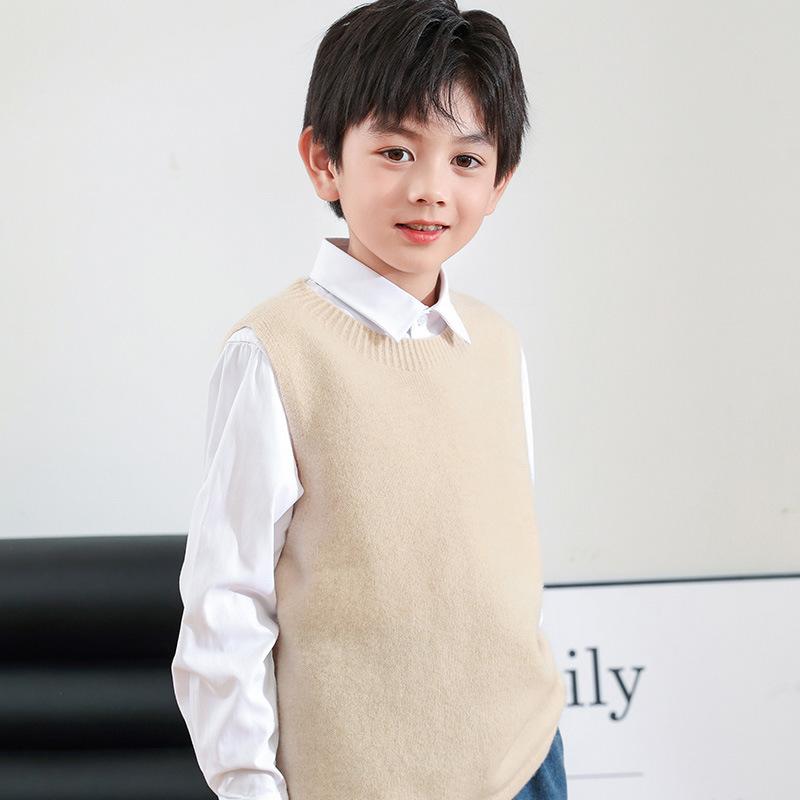 ニット キッズ 男の子 秋冬 ピュアウール 丸首 ベスト 韓国風 プルオーバー 柔らかい肌触り 通園 通学 ..