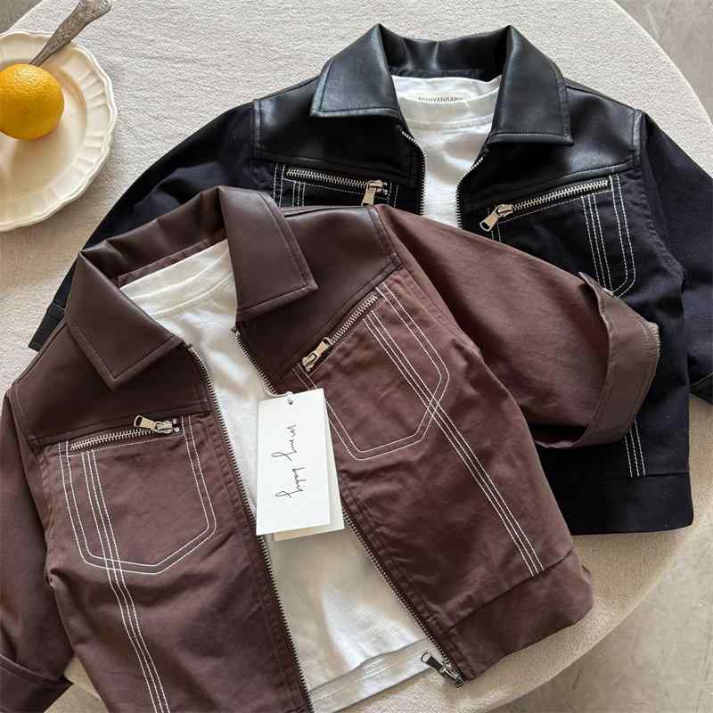 ・カテゴリ: 子供用アウター、ジャケット・適用性別: ユニセックス・対象年齢: 3〜8歳向け、身長100〜140cm・ネックライン: 襟付き・スタイル: 韓国風・柄: 無地・厚さ: 普通・生地加工: 柔軟加工・要素: トレンド・袖丈: 長袖...