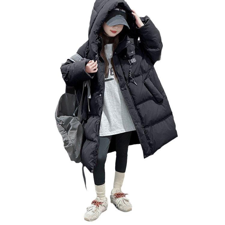 子供服 女の子 ダウンジャケット ジュニア 冬用 極厚 暖かい 保温 膝丈ロング ホワイトダックダウン 刺..