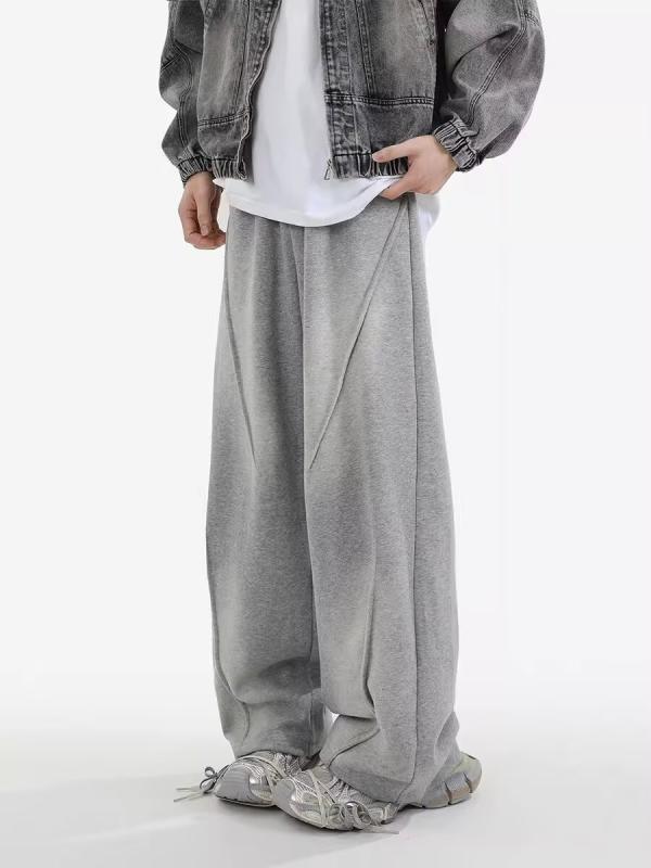 Rakuten - パンツ メンズ 春秋 形態安定 シワになりにくい 重厚感 ドレープ とろみ素材 ゆったり ストレートシルエット アメカジ ストリート系 レトロ カジュアル グレー