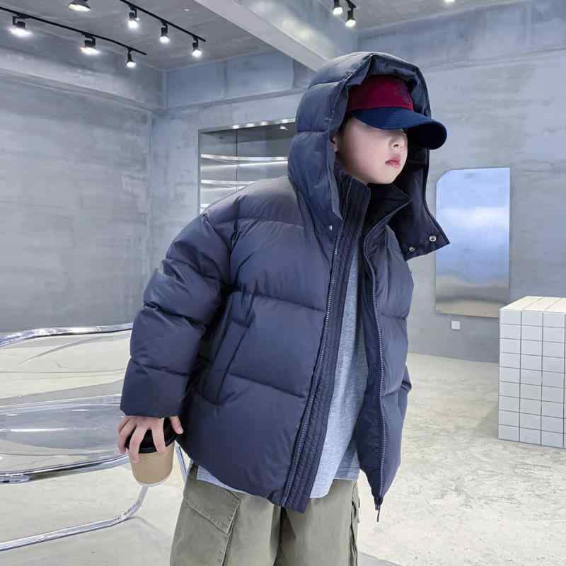 ダウンジャケット 男の子 キッズ ショート丈 冬 ウォッシャブル フード付き ホワイ...