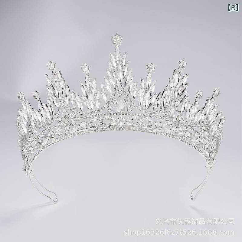 セキュアデポのティアラ 花嫁 ウェディング ヘッドドレス 欧米風 大人用 プリンセス ミスコン 合金製 キラキラ ジルコニア マーキスカット 王冠 髪飾り 結婚式 披露宴 二次会 発表会 成人式 パーティー フォーマル｜アングル2