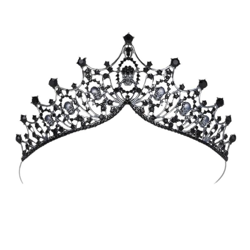 ヘッドドレス ユニセックス ハロウィン コスプレ 仮装 スカル ドクロ クラウン 王冠 V字型 レトロ ヴィンテージ フレンチレトロ 合金製 ハンドメイド ジルコニア 舞台 イベント