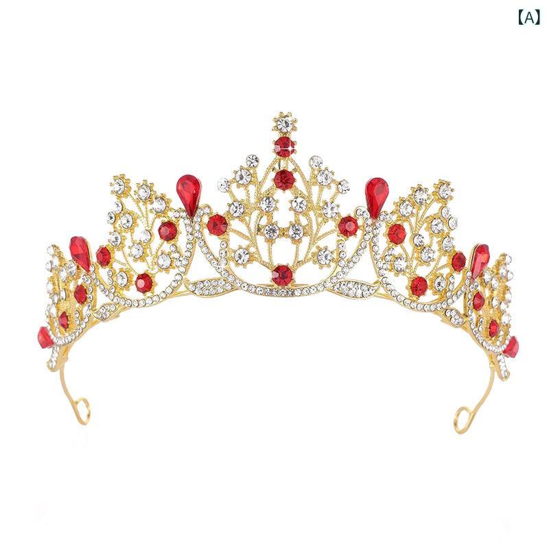 ヘアアクセサリー 花嫁 ウェディング 結婚式 王冠 ティアラ カチューシャ 高級感 上品 髪飾り ブライダル 誕生日 パーティー 発表会 電気メッキ加工 合金 白水晶 韓国風 ヘッドドレス 2
