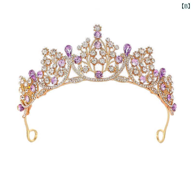 ヘアアクセサリー 花嫁 ウェディング 結婚式 王冠 ティアラ カチューシャ 高級感 上品 髪飾り ブライダル 誕生日 パーティー 発表会 電気メッキ加工 合金 白水晶 韓国風 ヘッドドレス 3