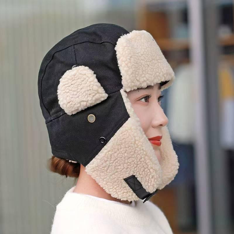 帽子 メンズ レディース 防寒 保温 防風 耳当て ネックガード シープボア スキー スノーボード サイク..