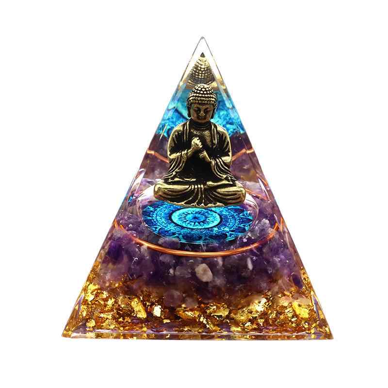 レジン 置物 仏像 ピラミッド 水晶さざれ石 パワーストーン 手作り ハンドメイド 卓上 インテリア おしゃれ モダン 開運 癒し グッズ ホーム デスク 雑貨