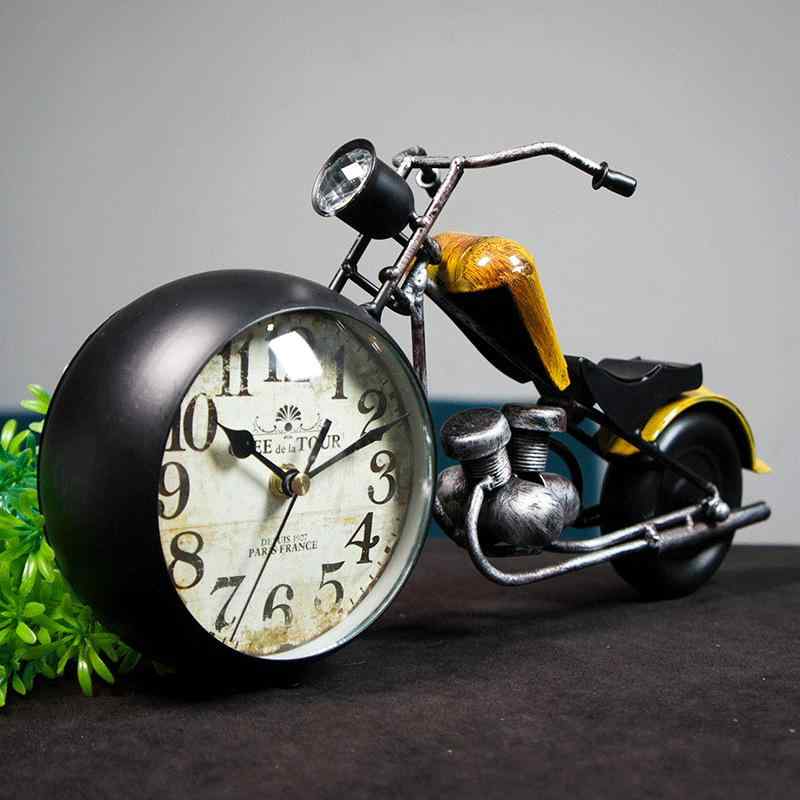 置物 アンティーク調 ハンドメイド アイアン製 ビンテージ バイク型 オブジェ 時計付き インテリア雑貨 おしゃれ モーターサイクル デ..