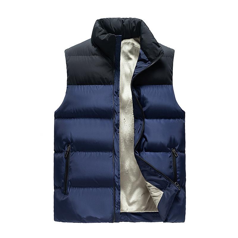 Vests - ベスト メンズ スタンドカラー 中綿 ジレ 厚手 カジュアル シンプル 通勤用 おしゃれ ゆったり 秋冬 切り替え ミドル丈 ポリエステル