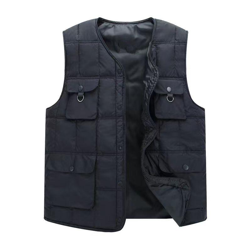 Vests - ベスト メンズ 男性用 中高年 シニア お父さん世代 中綿 保温 防寒 厚手 暖かい 多ポケット フードなし カジュアル 普段使い お出かけ 旅行用 大きいサイズ ゆったり 秋冬