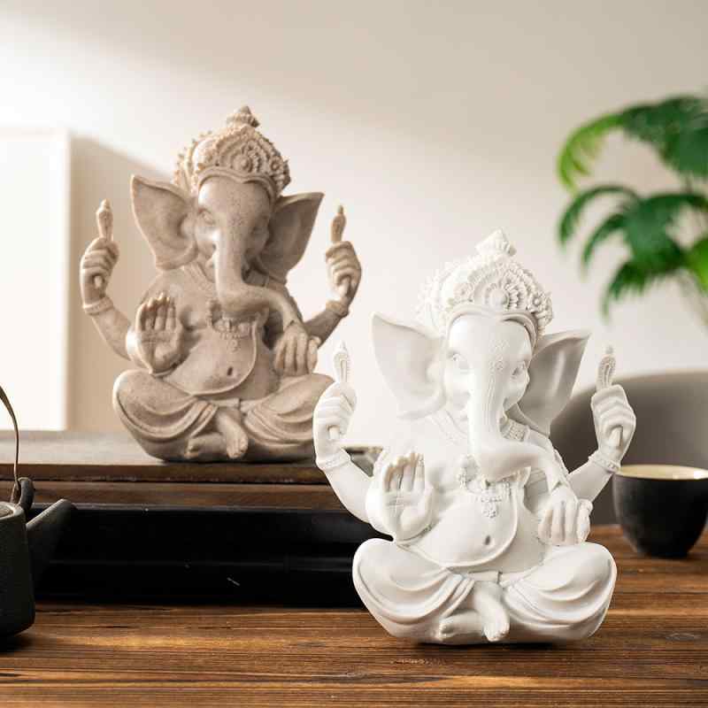 置物 ガネーシャ 象神 樹脂 レジン製 タイ風 アジアン エスニック インド 東南アジア 財神 財運 縁起物 開運 風水 インテリア オブジェ 装飾品 卓上飾り