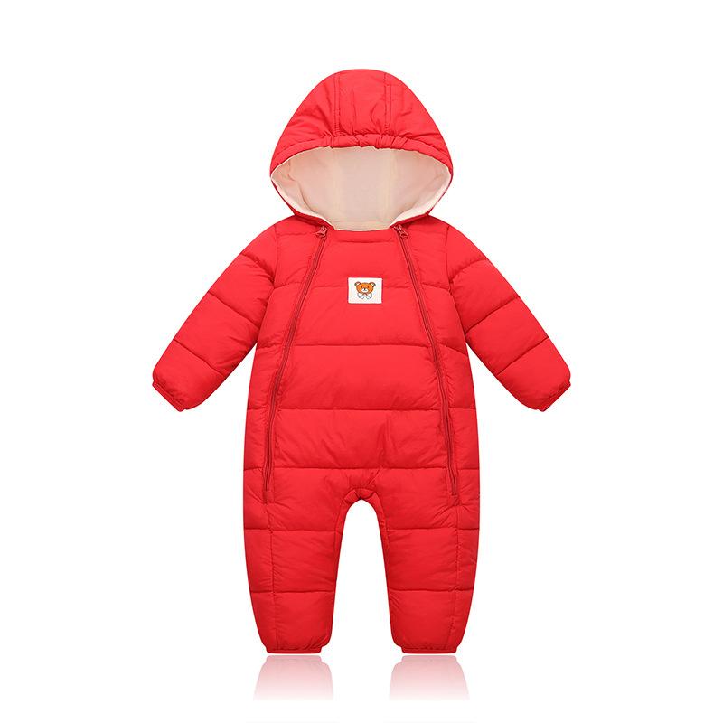 Rakuten - カバーオール ベビー 男の子 女の子 冬 極厚 裏起毛 フェイクダウン フード付き 防寒 保温 肌に優しい ポリエステル製 ジップアップ お出かけ着 普段着 長袖 ユニセックス