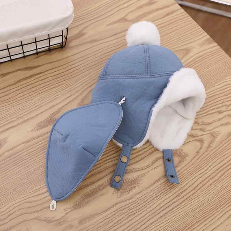 Hats - 帽子 キッズ ベビー 男の子 女の子 防寒 保温 トラッパーハット もこもこ ボア 厚手 耳当て フェイスカバー一体型 かわいい 赤ちゃん 子供用 ピンク 黄色 青 米色
