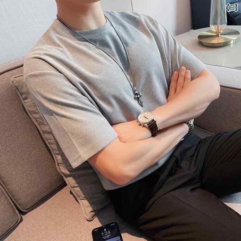 Tシャツ メンズ 春夏 クルーネック 半袖 ワッフル生地 無地 ゆったり リラックスフィット 薄手 吸汗速乾 シワになりにくい カジュアル 部屋着 普段着 トップス 男性用 韓国ファッション secure-depo-10969474 セキュアデポ サンプル画像3