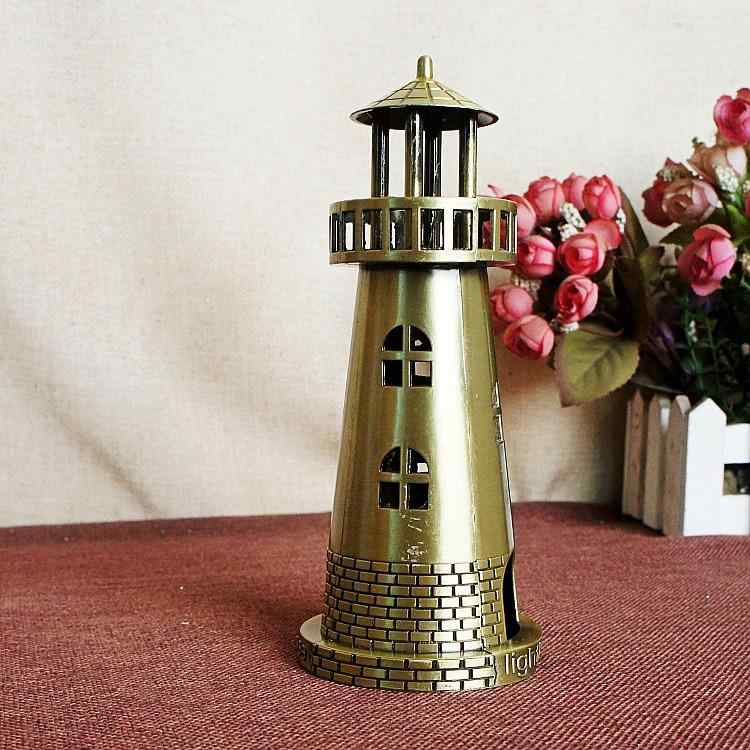 置物 大海の羅針盤 コンパス 合金製 灯台模型 メタルクラフト 卓上オブジェ インテリア雑貨 玄関 リビング デスク飾り 精巧な作り 古銅色 高級感あるアンティーク調