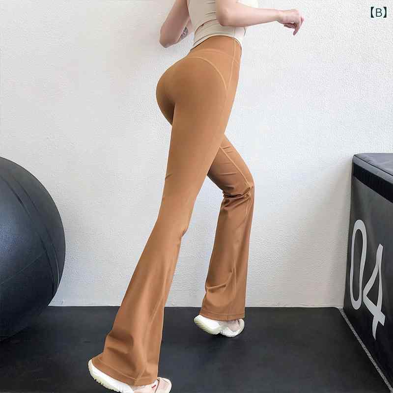 セキュアデポのヨガパンツ レディース 吸汗速乾 ストレッチ ハイウエスト 細見え 美尻 素肌感 ワイドレッグ 微フレア フィットネスウェア ロング丈｜アングル3
