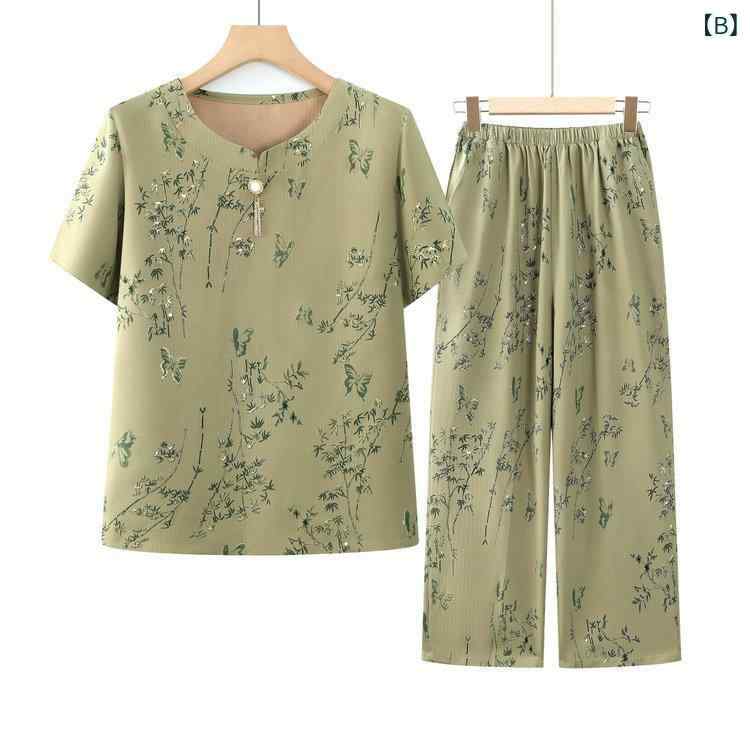 セットアップ レディース シニア 半袖 Tシャツ 九分丈パンツ 薄手 春夏 ゆったり 大きいサイズ 花柄 おばあちゃん 高齢者 母親 ルームウェア 部屋着 カジュアル 普段着 secure-depo-11670440 セキュアデポ サンプル画像2