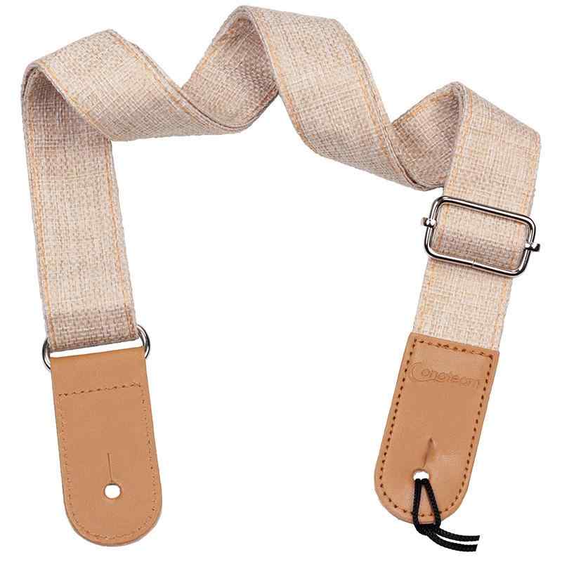 ウクレレストラップ シンプル ミニマル コットンリネン レザー ショルダータイプ 調整可能 丈夫な素材 楽器演奏 ライブ 練習用 軽量 快適 コーヒー ベージュ ライトグレー ブルー ワインレッド 全5色