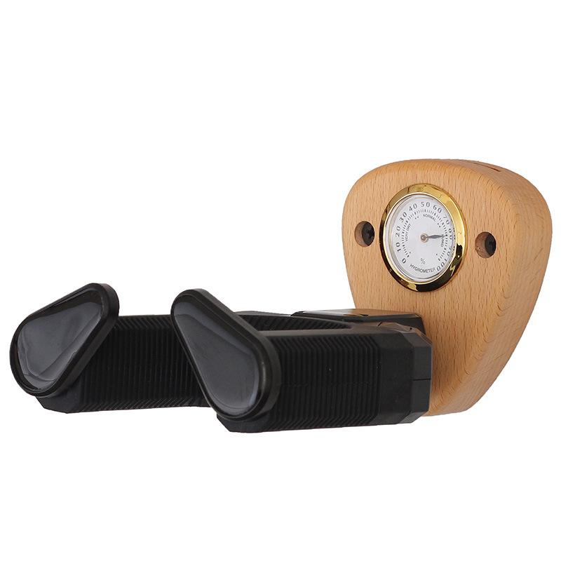 ・カテゴリ: ギターハンガー・素材: ブナ材、プラスチック、鉄、シリコン・種類展開: 通常モデル（湿度計なし）、湿度計付きモデル・機能: 重力ロックフック・対象楽器アクセサリー: 西洋弦楽器アクセサリー