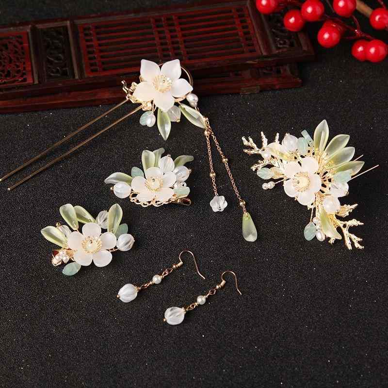 髪飾り 子供用 女の子 漢服 古風 中華風 U字簪 かんざし ヘアコーム ヘアクリップ 髪留め 合金製 4点セ..