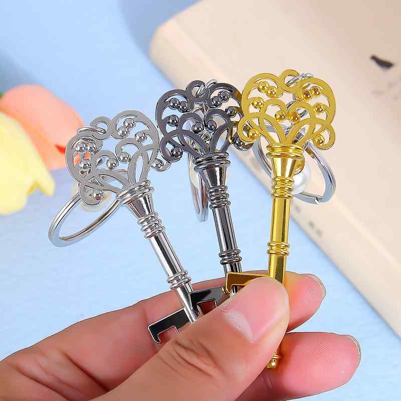 キーホルダー 結婚祝い 栓抜き おしゃれ レトロ アンティーク調 鍵型 合金製 ウェディング プレゼント ..