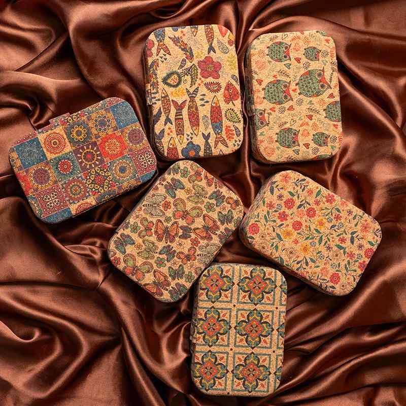 ジュエリーボックス 高級感 PUレザー 携帯用 ピアス 指輪 ネックレス アクセサリー収納ケース コンパクト トラベル 旅行 出張用 レトロ柄 欧米風